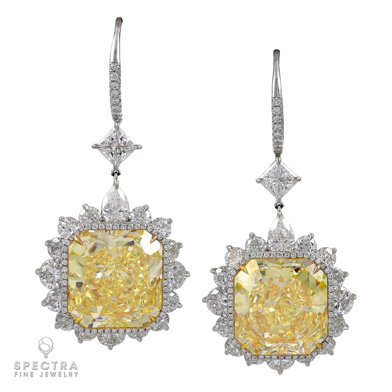 Spectra Fine Jewelry Yellow Diamond Halo Drop Earrings