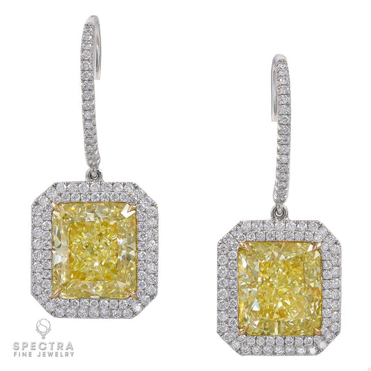 Spectra Fine Jewelry  13.79 cts. Yellow Diamond Halo Drop Earrings