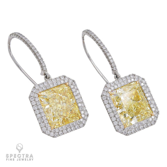 Spectra Fine Jewelry  13.79 cts. Yellow Diamond Halo Drop Earrings