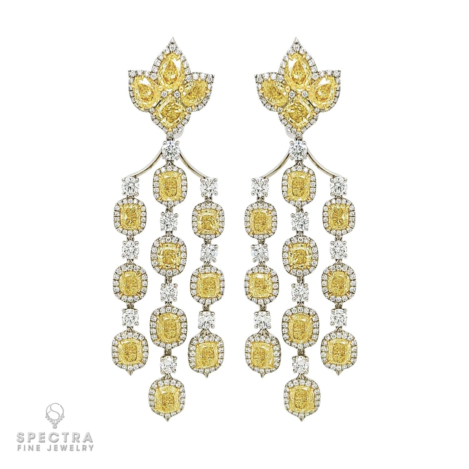 Spectra Fine Jewelry Yellow Diamond Halo Fringe Chandelier Earrings