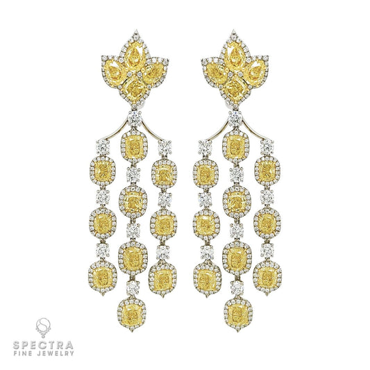 Spectra Fine Jewelry Yellow Diamond Halo Fringe Chandelier Earrings