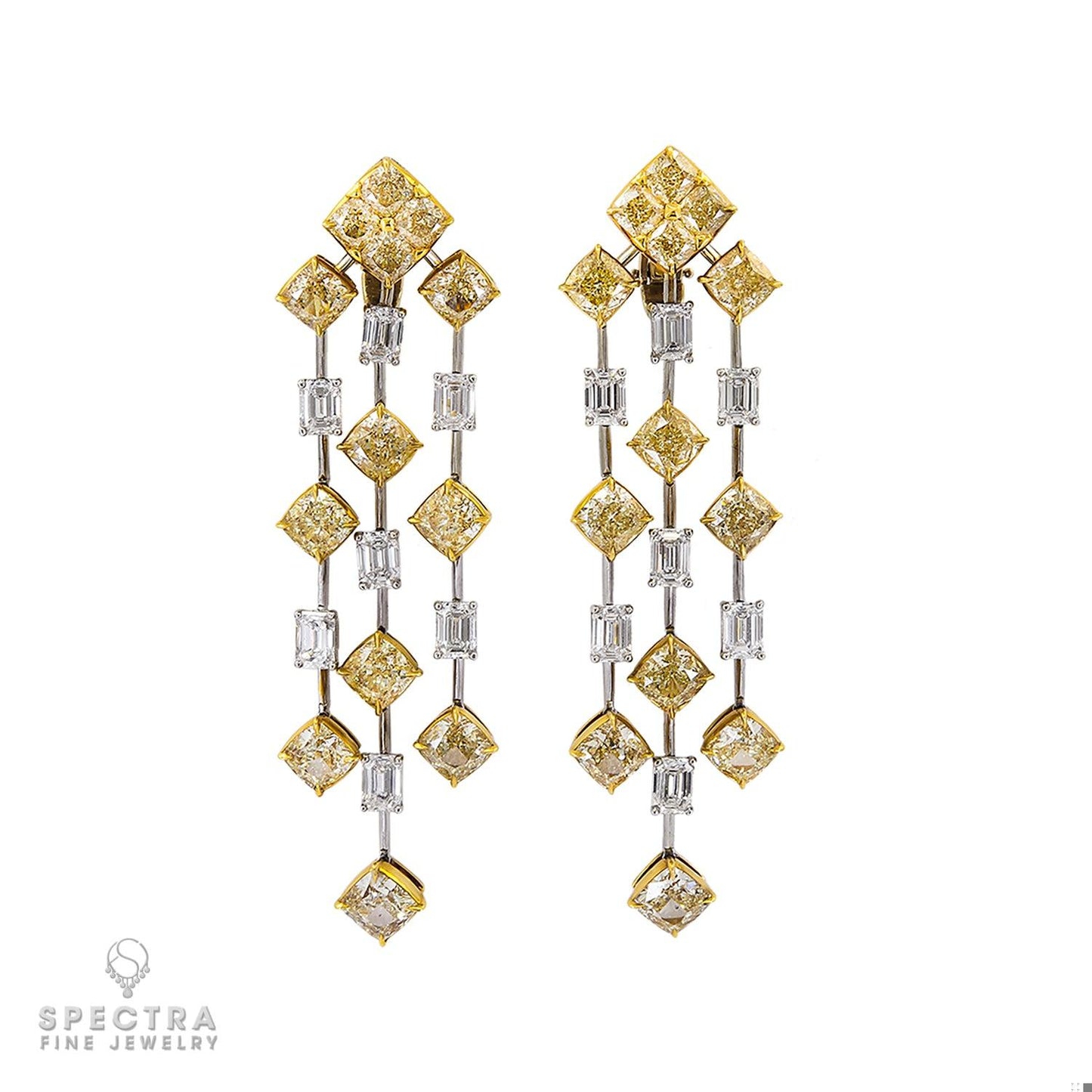 Spectra Fine Jewelry Yellow White Diamond Chandelier Drop Earrings