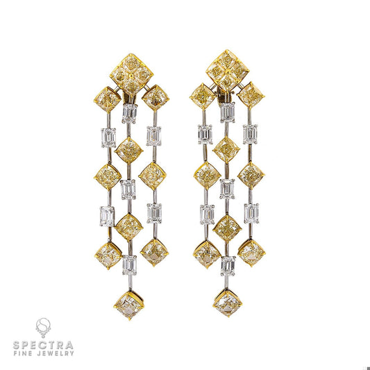 Spectra Fine Jewelry Yellow White Diamond Chandelier Drop Earrings