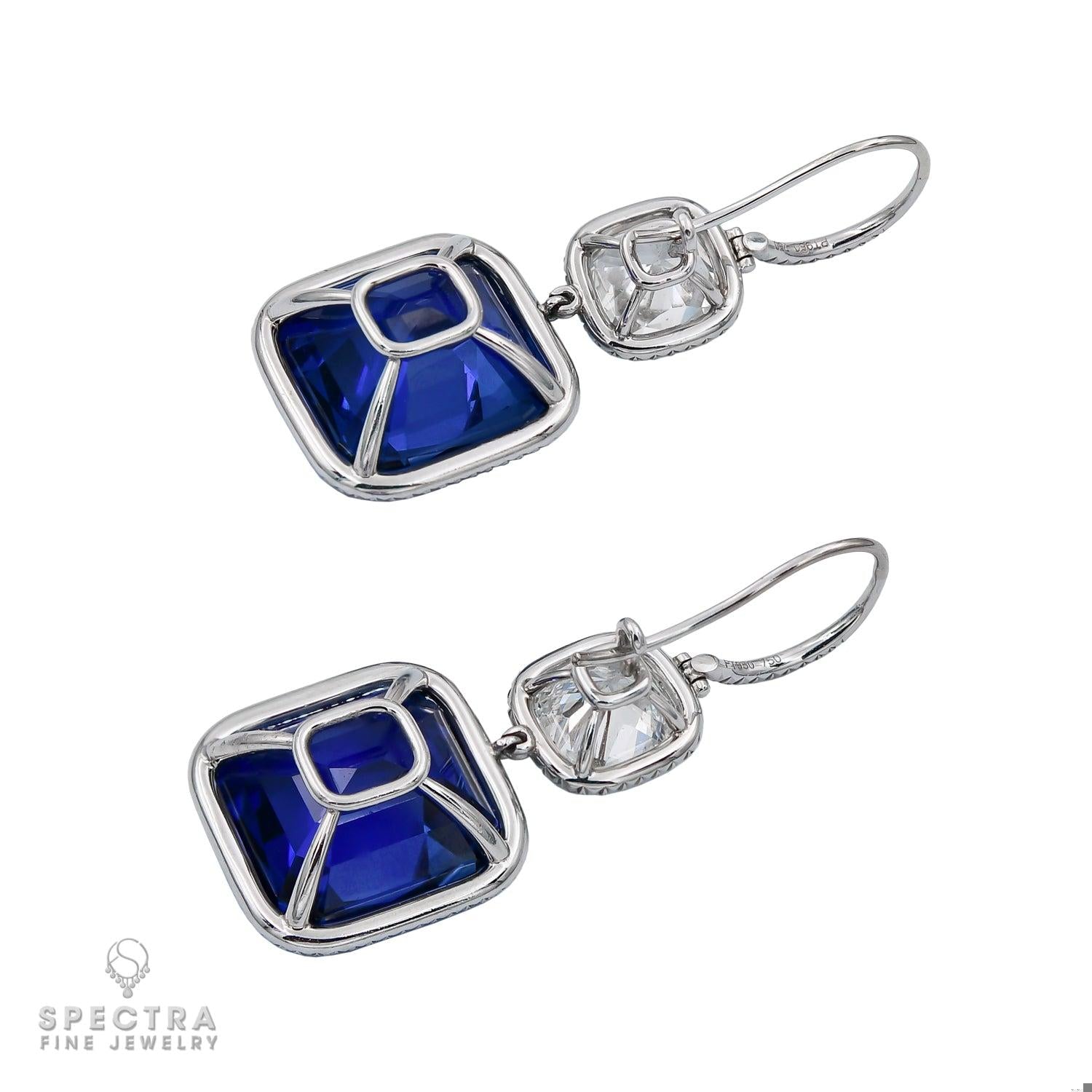 Spectra Fine Jewelry's Sparkling Sapphire Diamond Halo Earrings