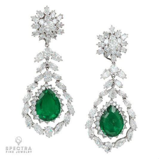 Tiffany & Co. Colombian Emerald and Diamond Drop Earrings