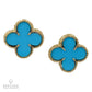 Turquoise Color Clover Earrings in 18kt Yellow Gold