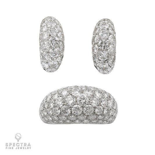 Van Cleef & Arpels 18k White Gold Diamond Dome Set