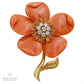 Van Cleef & Arpels Clematis Mid-Century Coral Diamond Brooch