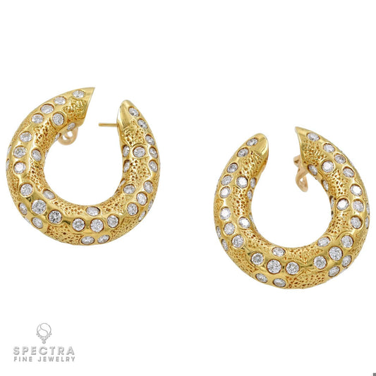 Van Cleef & Arpels Diamond Bombé Ring Hoop Earrings Demi-Parure Suite