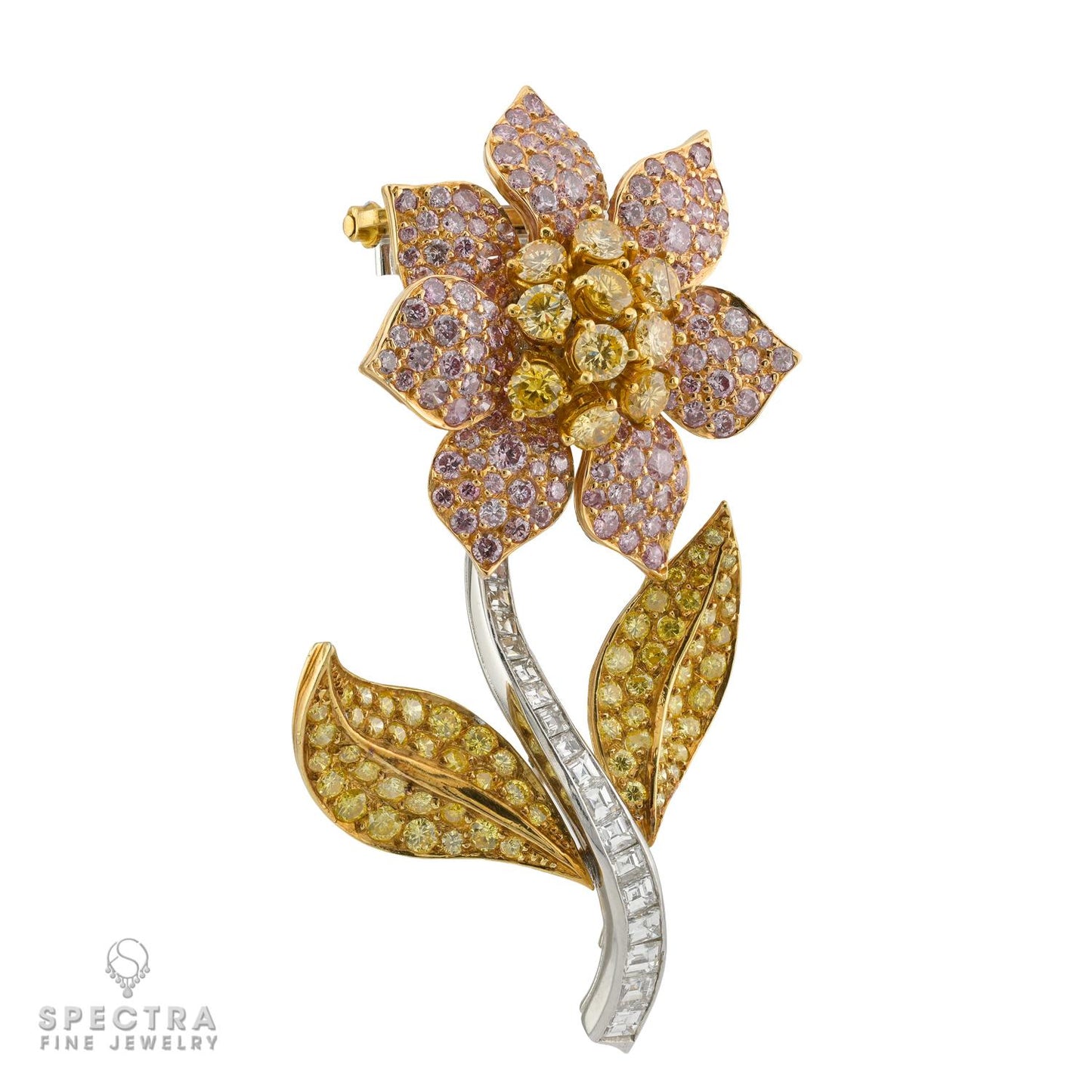Van Cleef & Arpels Fleur Colored Diamond Brooch, c.1990