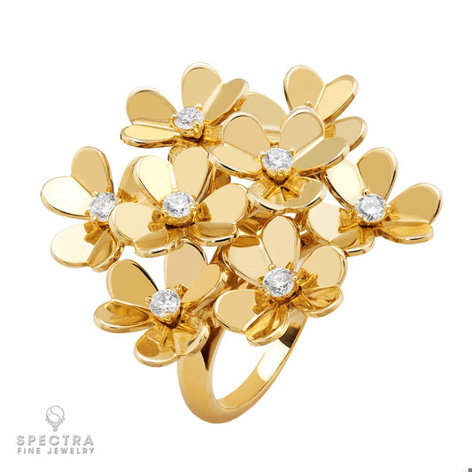 Van Cleef & Arpels Frivole Diamond Gold 8 Flower Ring