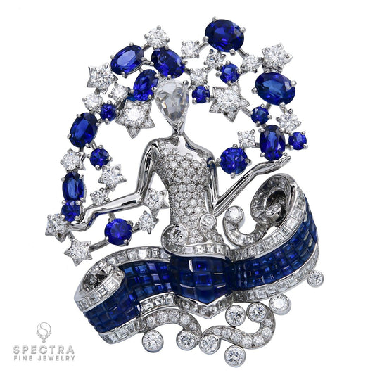 Van Cleef & Arpels Palais de la Chance 'Virgo' Brooch with Mystery-set Sapphires