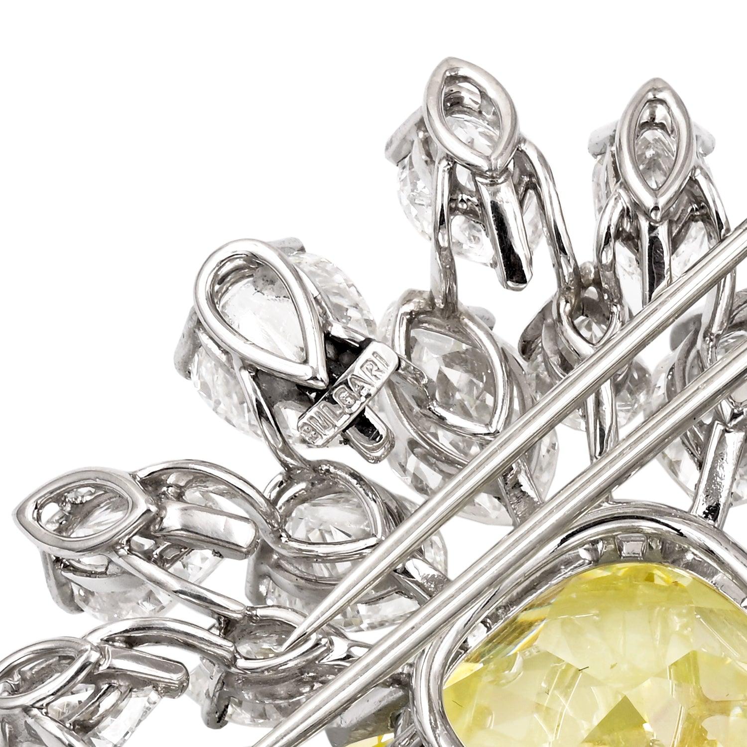 Vintage Bulgari Fancy Intense Yellow Diamond Brooch