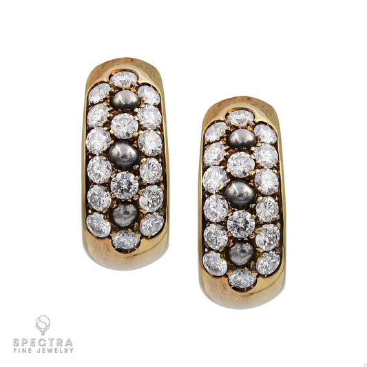 Vintage Cartier Diamond Pearl Ear Clips