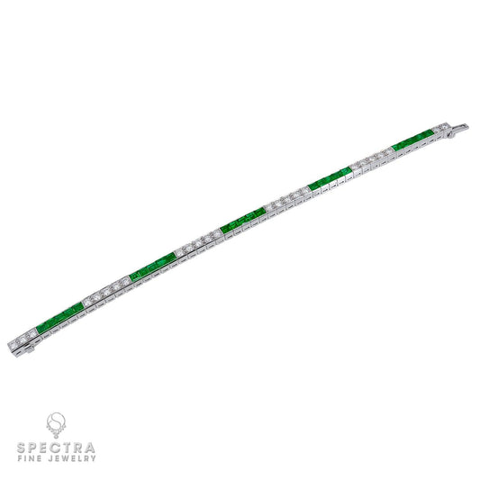 Vintage Emerald Diamond Line Bracelet