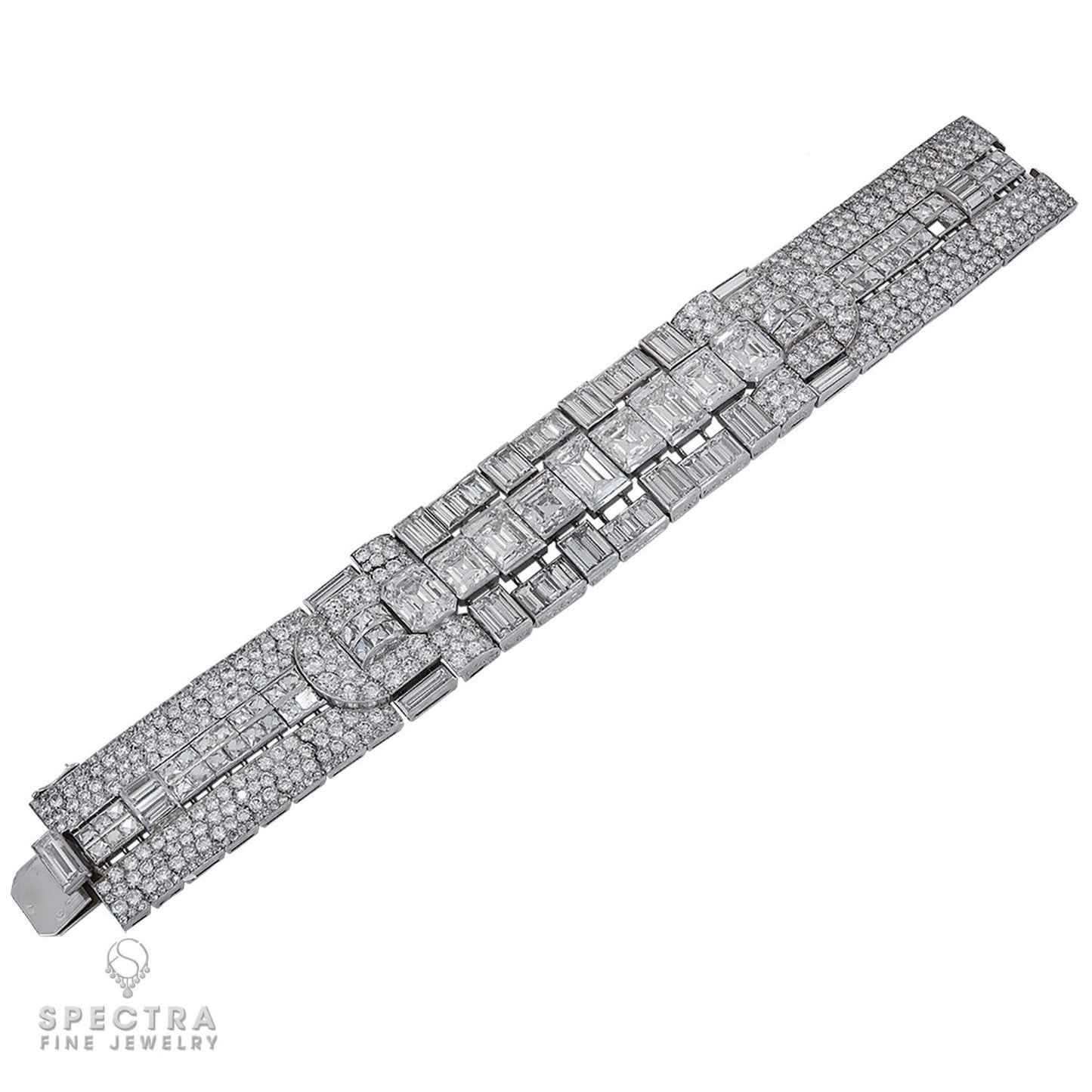 Vintage French Deco Diamond Articulated Bracelet