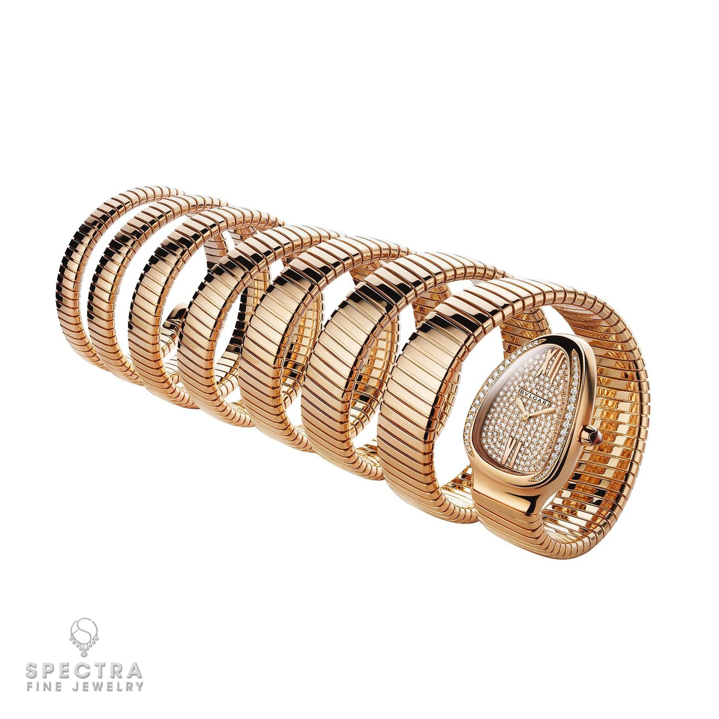 Bulgari Serpenti Rose Gold 7-Coil Diamond Bracelet Watch