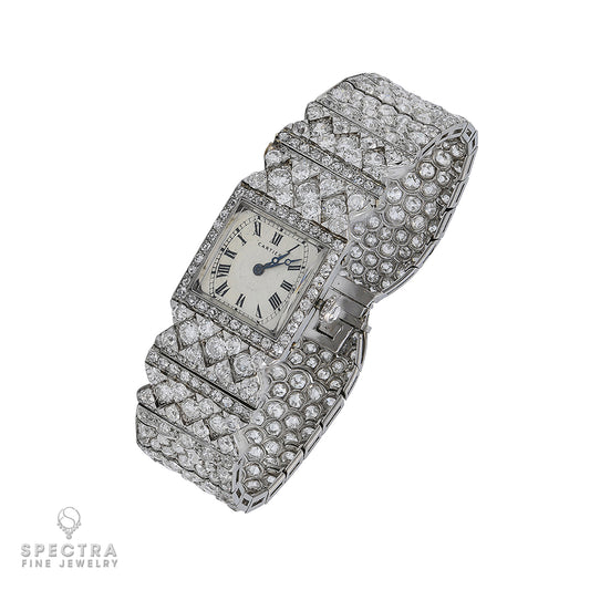 Art Deco Diamond Wristwatch by Cartier 27.0 ct Diamonds