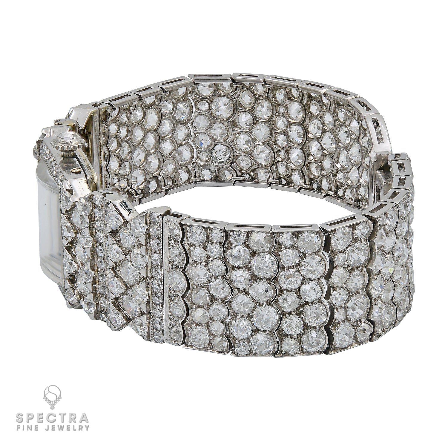 Art Deco Diamond Wristwatch by Cartier 27.0 ct Diamonds
