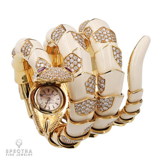 Bulgari Serpenti Vintage Diamond Crema Enamel Bracelet Watch