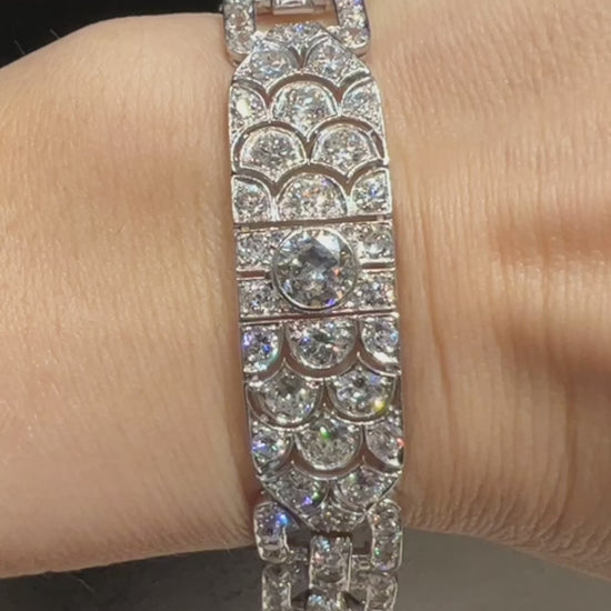 French Art Deco Diamond Buckle Link Bracelet