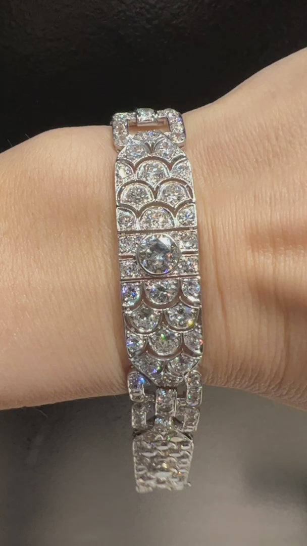 French Art Deco Diamond Buckle Link Bracelet