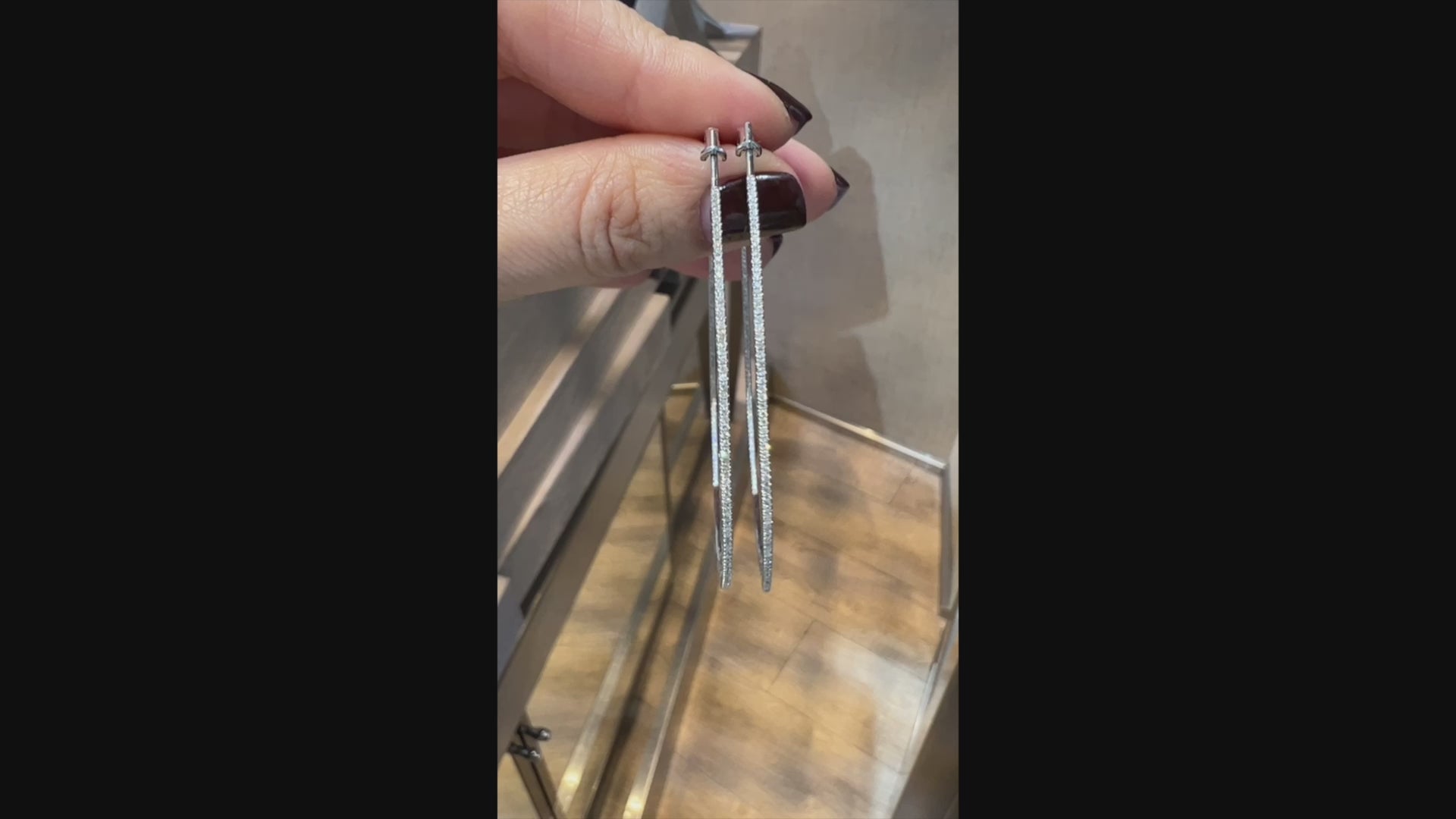 18k White Gold and Diamond Hoop Earrings