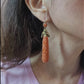 Antique Victorian Carved Coral Earrings