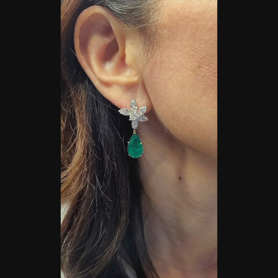 Spectra Fine Jewelry Colombian Emerald Diamond Drop Earrings