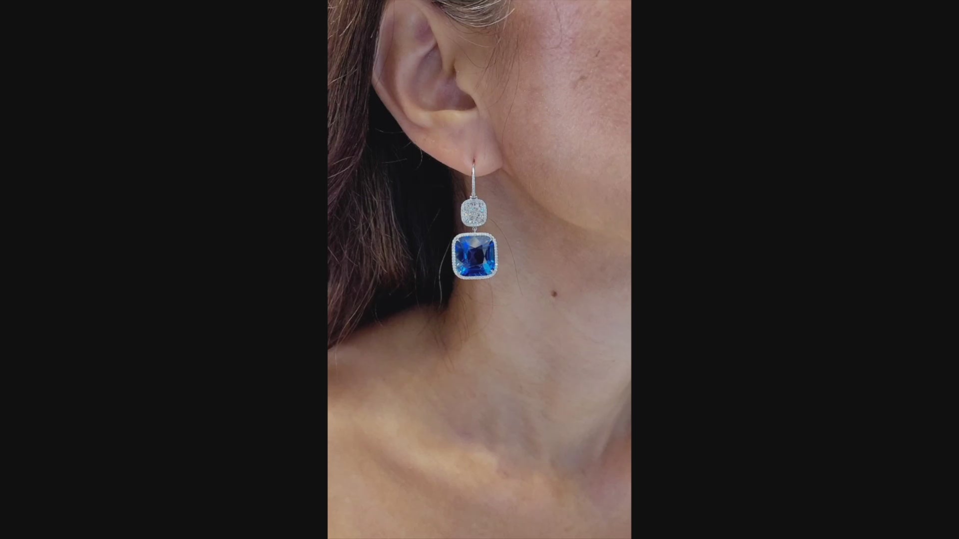 Spectra Fine Jewelry's Sparkling Sapphire Diamond Halo Earrings