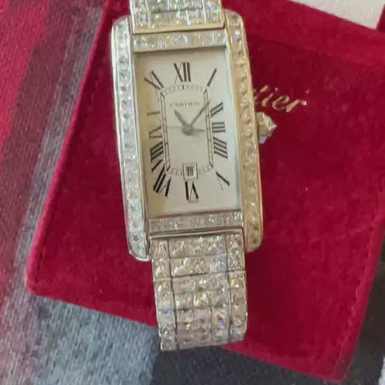 Cartier 'Tank Americaine' Diamond Wristwatch