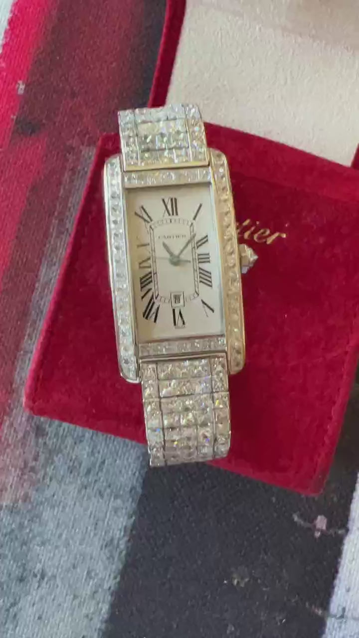 Cartier 'Tank Americaine' Diamond Wristwatch