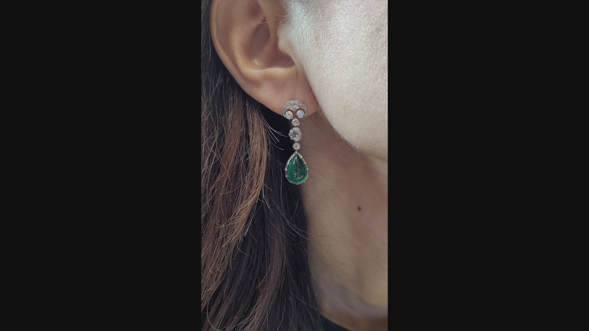 Art Deco Emerald Diamond Drop Earrings