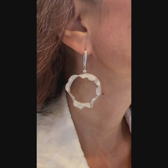 Palmiero Diamond White Gold Drop Hoop Earrings