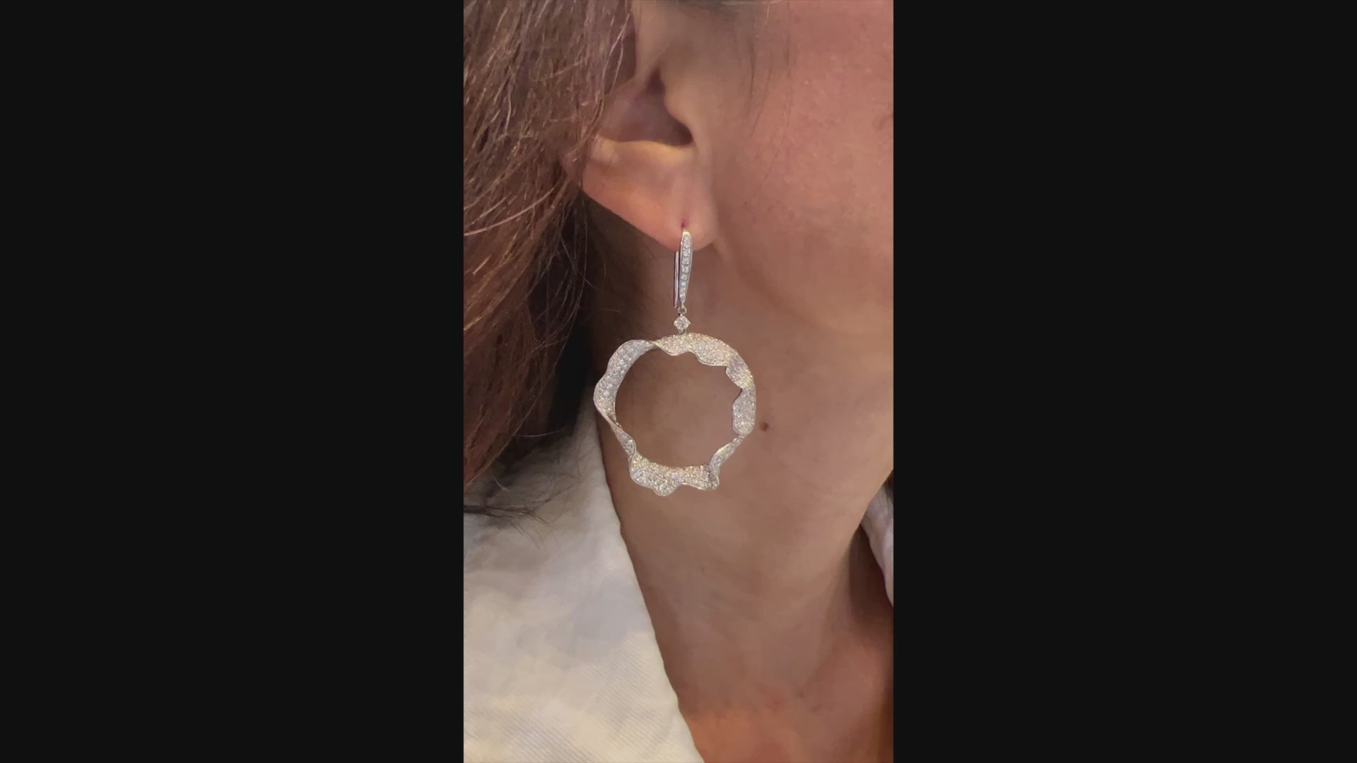 Palmiero Diamond White Gold Drop Hoop Earrings