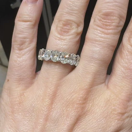 Oval Diamond Eternity Ring in Platinum, 7.70 Carats