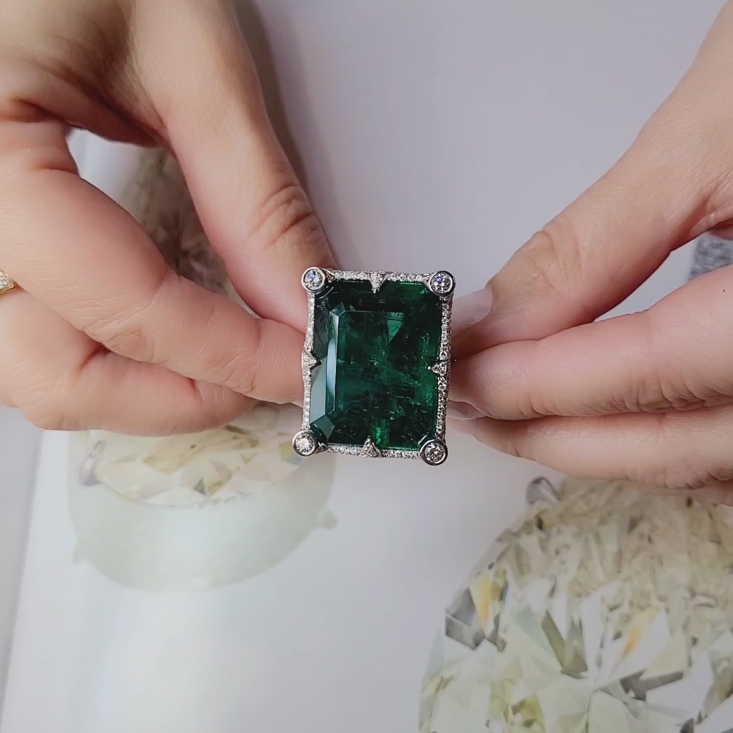49.97 ct. Zambian Emerald & Diamond Ring by Spectra Fine Jewelry