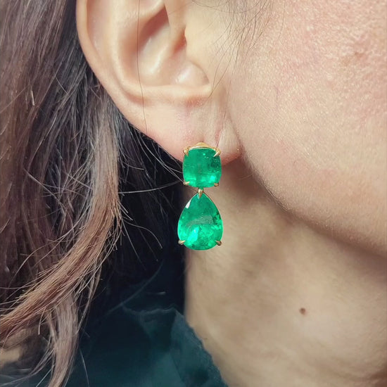 Spectra Fine Jewelry Colombian Emerald Classic Drop Earrings 31.88ct