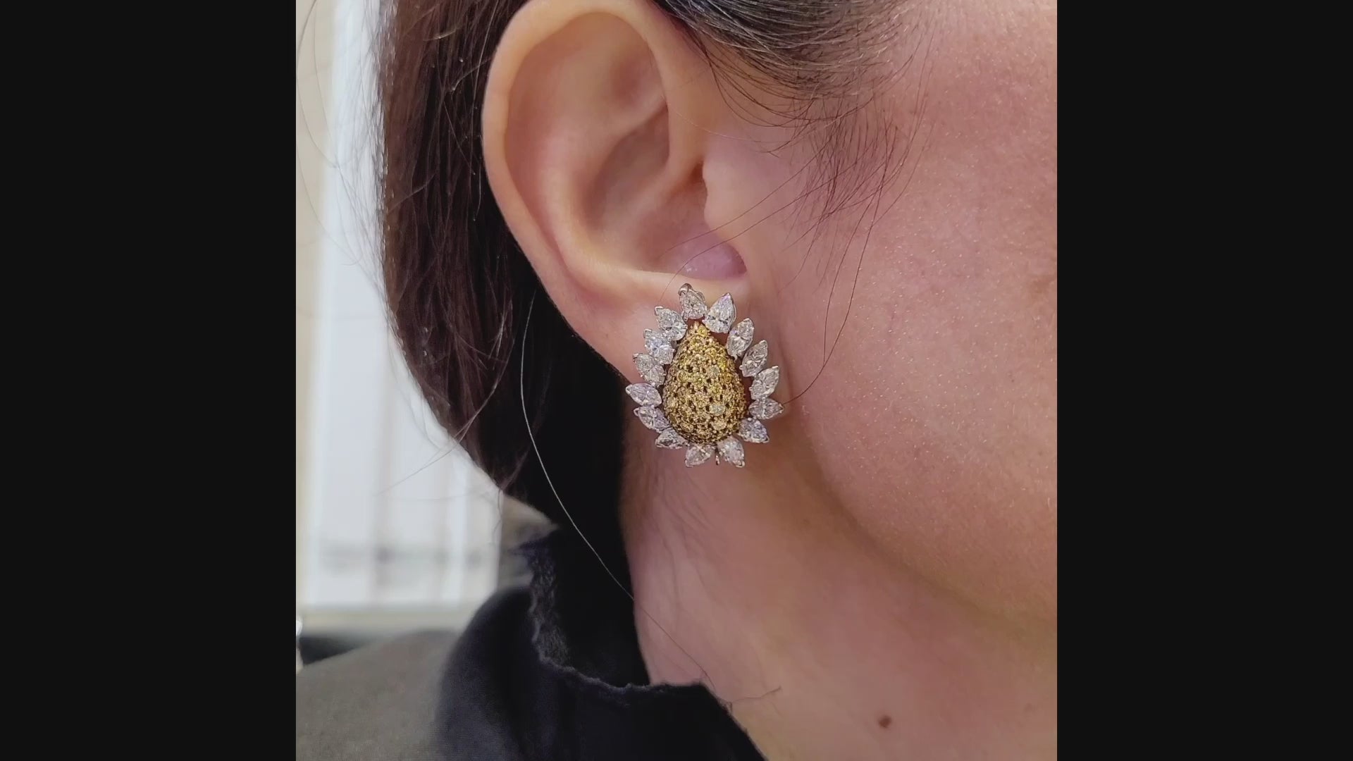 Van Cleef & Arpels Yellow and White Diamond Flower Earrings