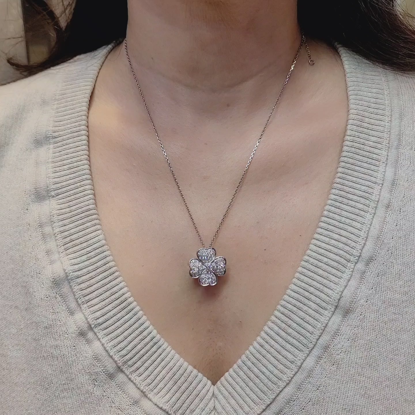 Van Cleef & Arpels Cosmos Diamond Clip Pendant Necklace