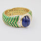 Bulgari 89.72 ct Sapphire, Emerald & Diamond Bangle in 18K Gold