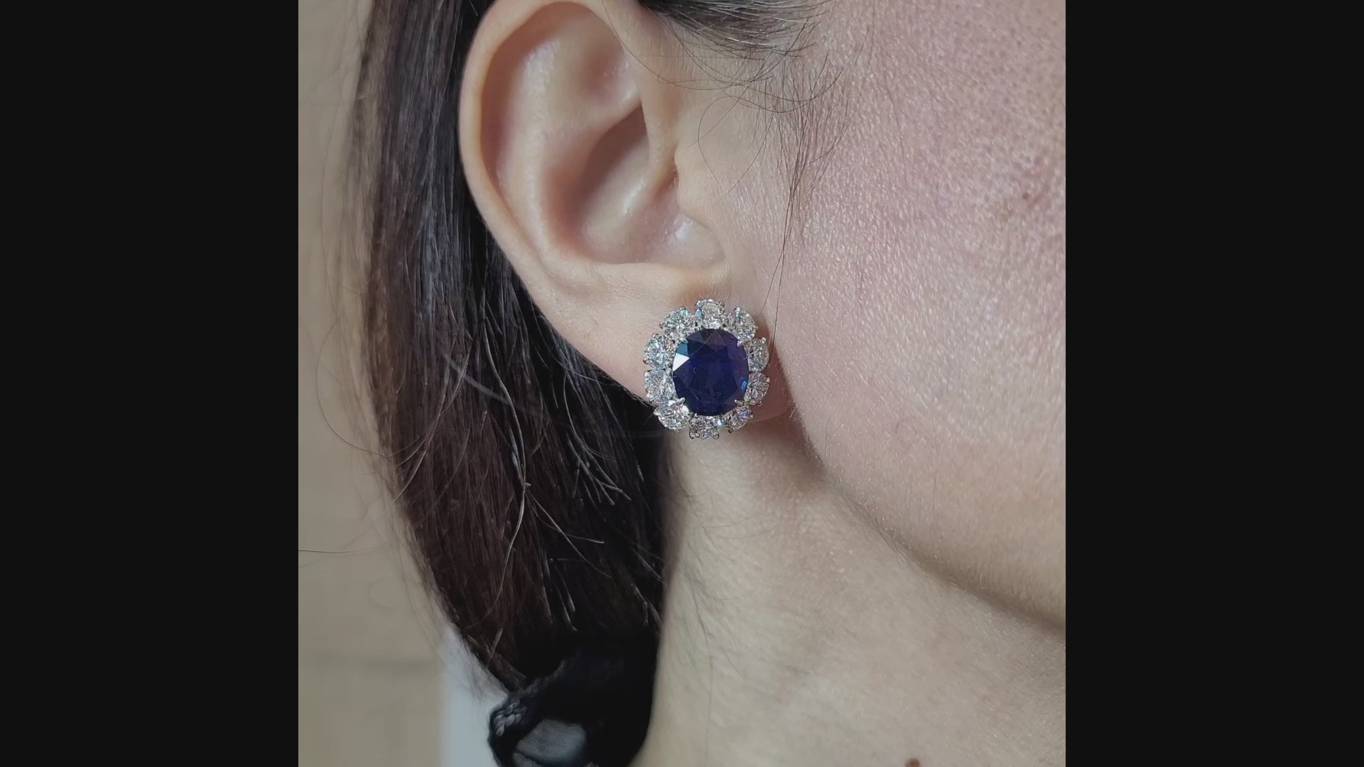 Spectra Fine Jewelry Classic Sapphire Diamond Halo Button Earrings