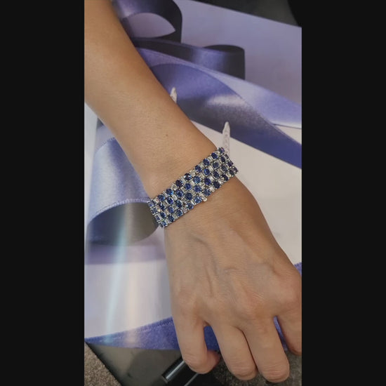 Harry Winston Vintage Sapphire & Diamond Mixed-Cut Bracelet in Platinum – Signed