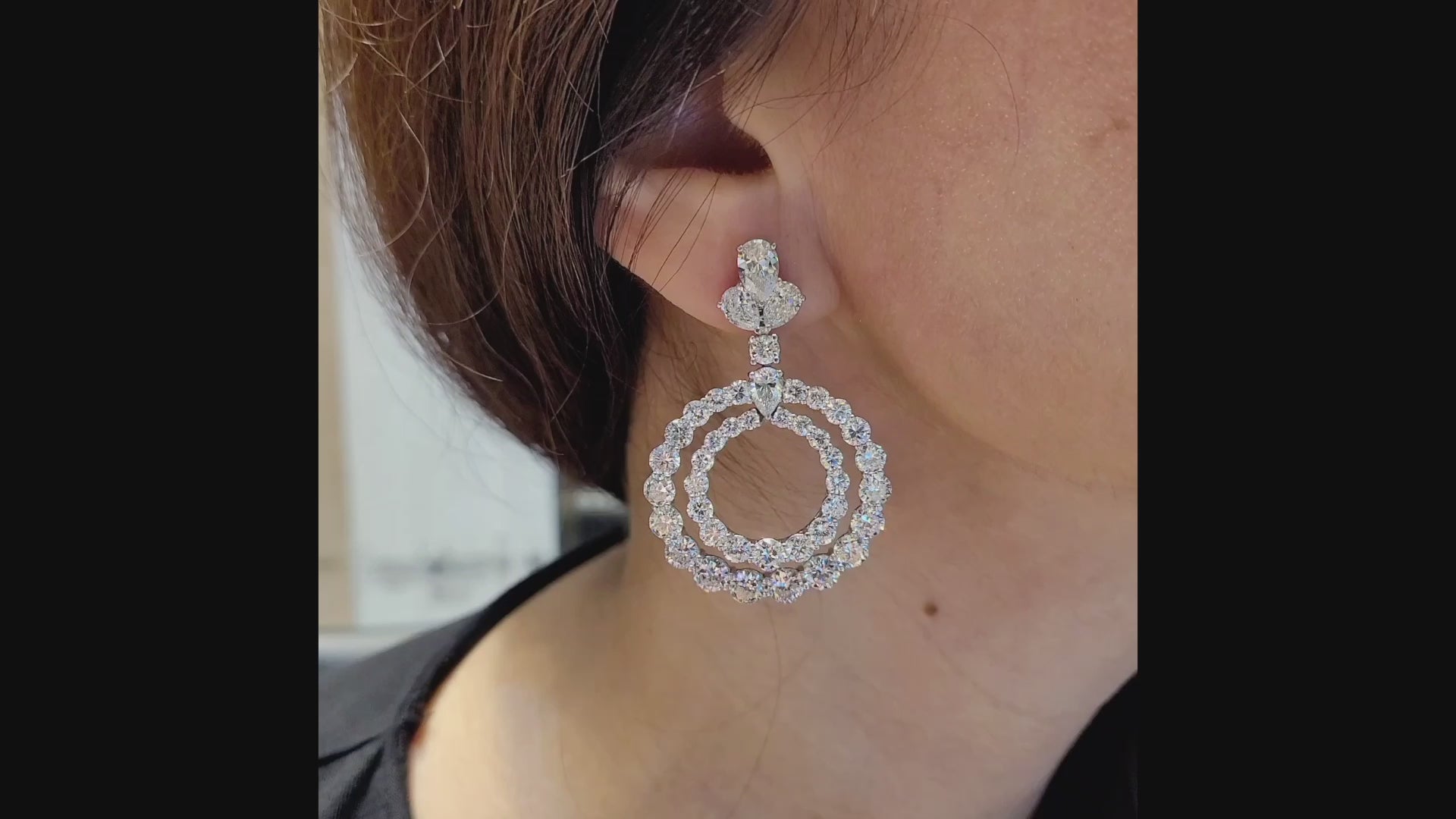 35 Carat Diamond Double Hoop Earrings