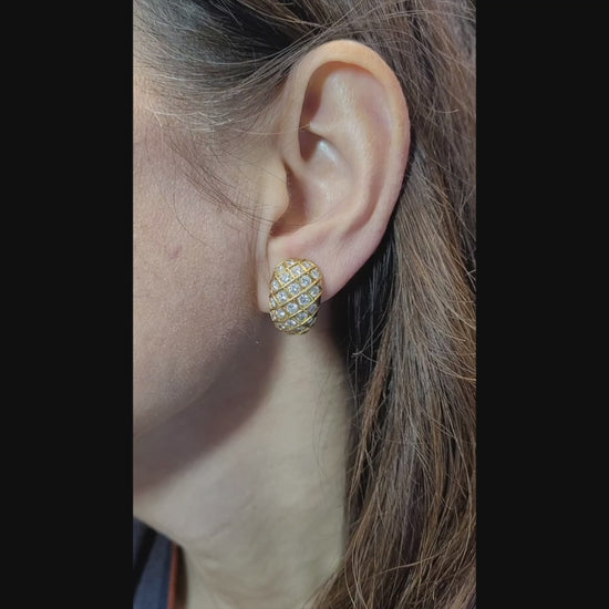 Van Cleef & Arpels Vintage Diamond Crosshatch Button Earrings