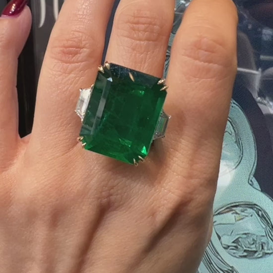 Spectra Fine Jewelry 34.73 ct. Zambian Emerald Cocktail Engagement Ring