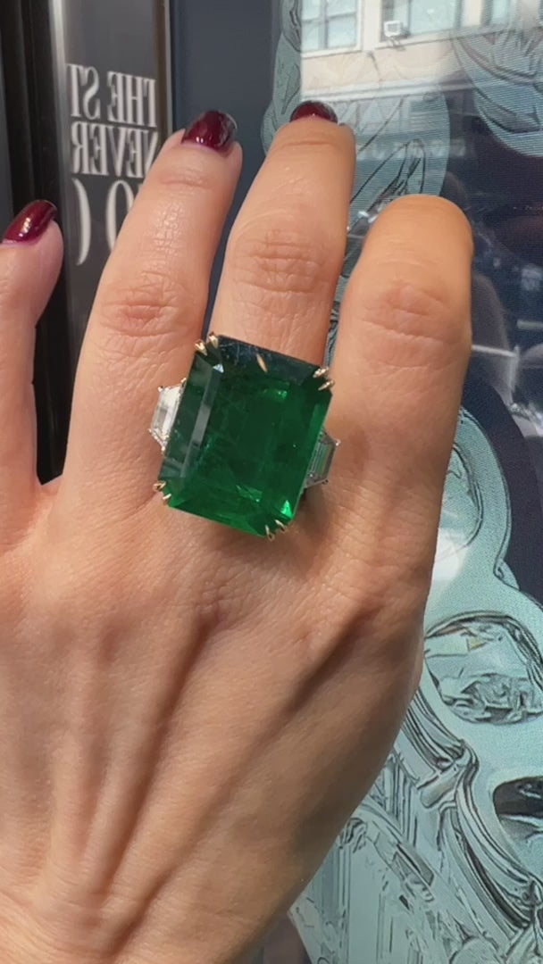 Spectra Fine Jewelry 34.73 ct. Zambian Emerald Cocktail Engagement Ring