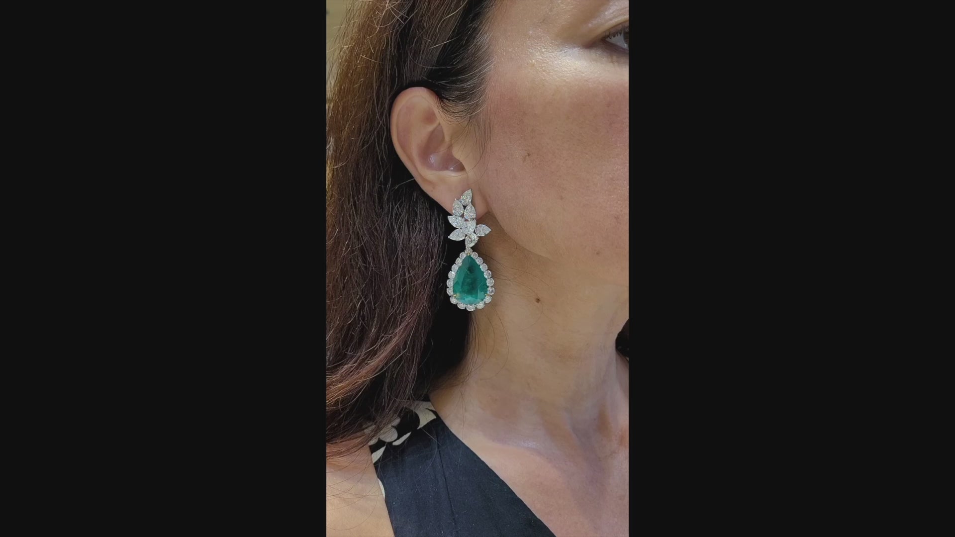 Spectra Fine Jewelry Emerald Cluster Diamond Halo Convertible Drop Earrings