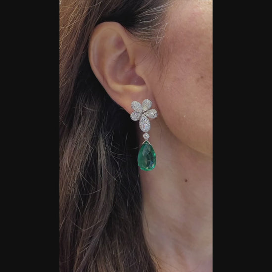 Spectra Fine Jewelry Diamond Emerald Drop Earrings