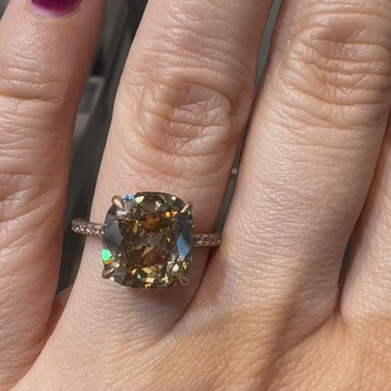 Contemporary 4.08 ct. Brown Yellow Diamond Engagement Ring